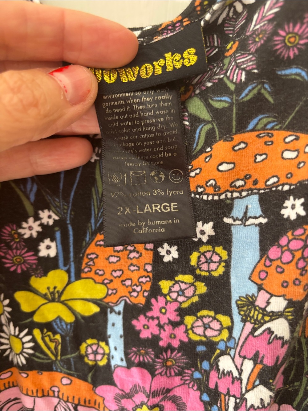 Nooworks mushrooms vacation Midi Dress with Pink, Orange & Blue Accents - Picture 2 of 4